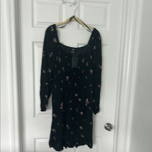 CCX💜Chic Black Dress with Purple Floral Pattern